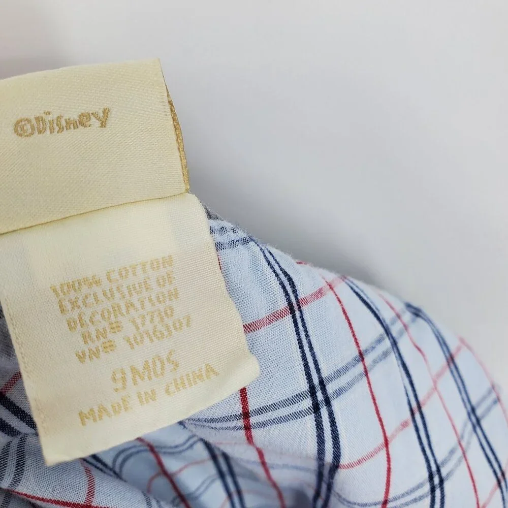 Disney Classic Pooh Plaid Button Down Shirt and Corduroy Vest‎ Size 9 Month